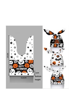 CityRiya-Long Halloween Bag for Candy Cookie, 100PCS Cute Rabbit Ear Gift Wrap Bags & 100PCS Goody Handbags for Halloween Party Supply, Kids Trick or Treat Candy Cookie Bags, Ghost Pumpkin Pattern Plastic Snack Bags  - Image 4