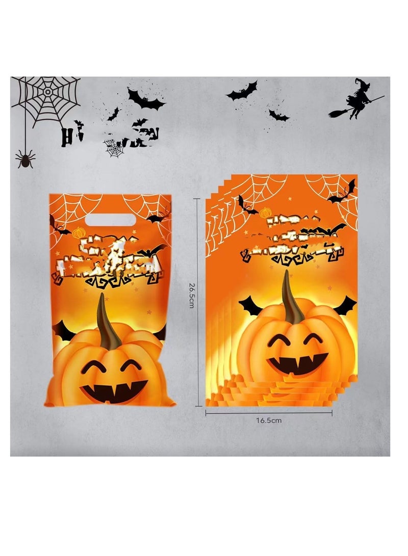 CityRiya-Long Halloween Bag for Candy Cookie, 100PCS Cute Rabbit Ear Gift Wrap Bags & 100PCS Goody Handbags for Halloween Party Supply, Kids Trick or Treat Candy Cookie Bags, Ghost Pumpkin Pattern Plastic Snack Bags - Image 2