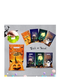 CityRiya-Long Halloween Bag for Candy Cookie, 100PCS Cute Rabbit Ear Gift Wrap Bags & 100PCS Goody Handbags for Halloween Party Supply, Kids Trick or Treat Candy Cookie Bags, Ghost Pumpkin Pattern Plastic Snack Bags  - Image 3