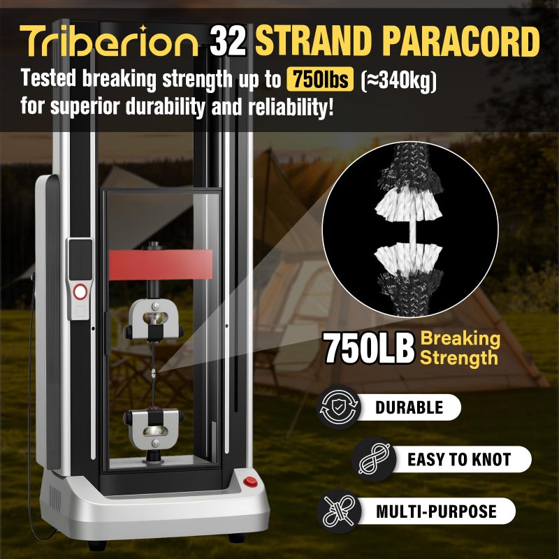 TRIBERION Paracord Rope 750 lb - 200ft 5/32" Parachute Cord 4MM 12-Strand para Cord - Heavy Duty Spool String for Survival,Camping Gear, Survival Bracelet, Clothesline - Black - Image 2