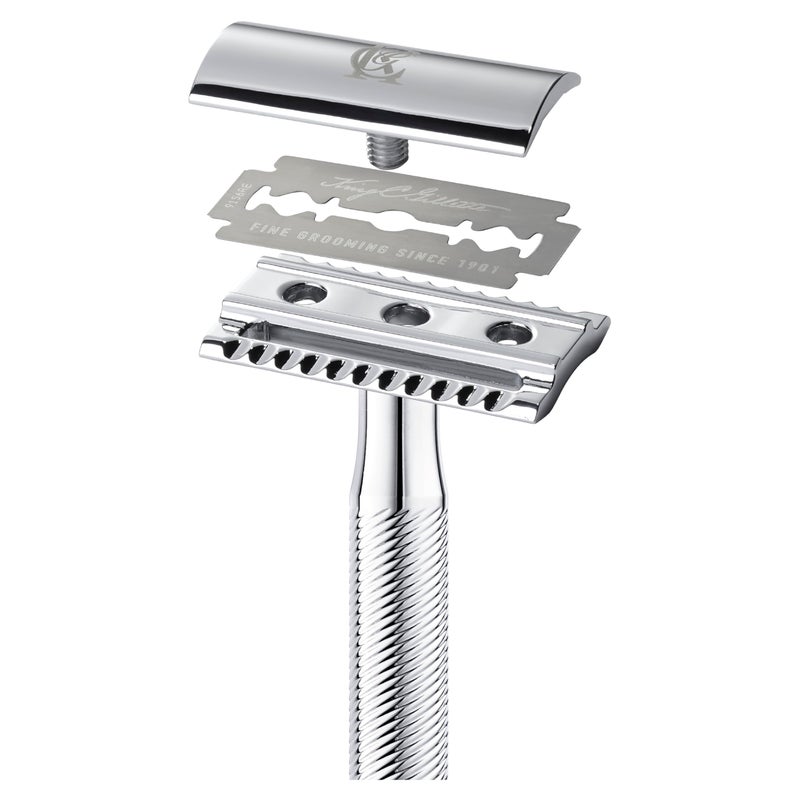 King C. Gillette Double Edge Safety Razor for Men, 5 Platinum Coated Double Edge Razor Blades, Gifts for Men - Image 4
