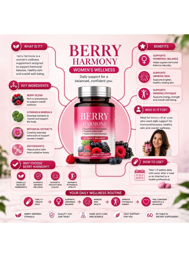 Berry Harmony Women’s Wellness Dietary Supplement – 60 Tablets - Image 2