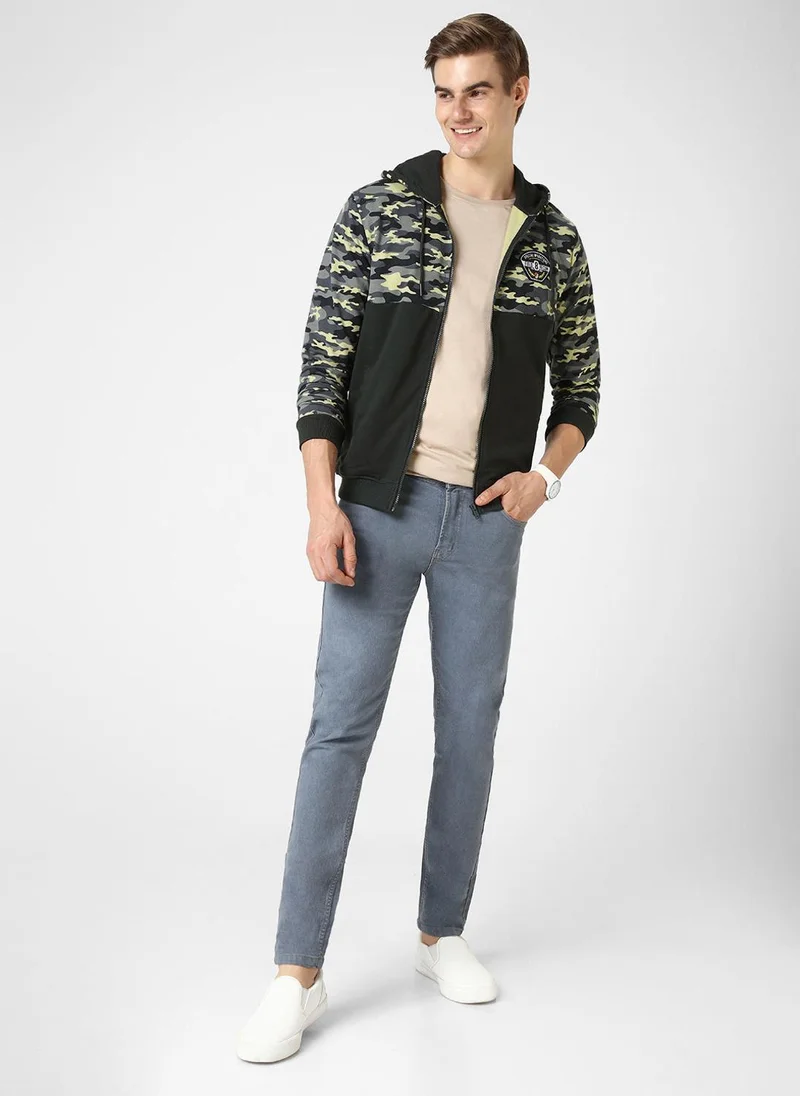 Urbano Fashion  Urbano Fashion Men's Grey Cotton Camouflage Printed Hooded Neck Sweatshirt for Men | Best Price UAE