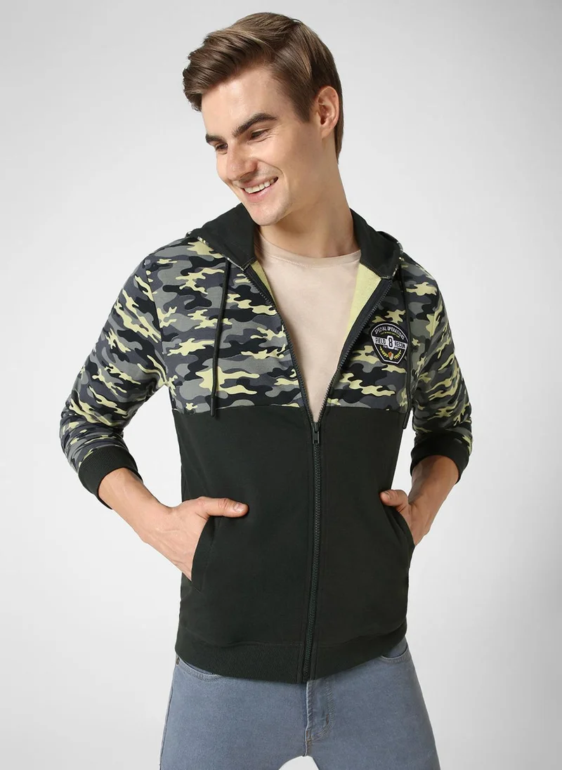 Urbano Fashion  Urbano Fashion Men's Grey Cotton Camouflage Printed Hooded Neck Sweatshirt for Men | Best Price UAE