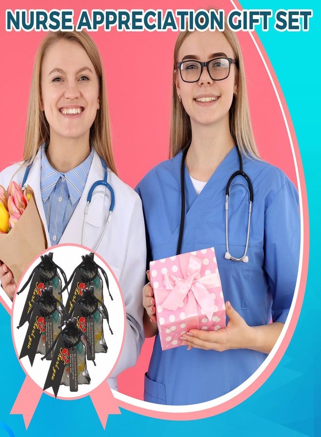 سوريو مجموعة هدايا تقدير الممرضات من Sureio، 72 قطعة، تتضمن 24 سلسلة مفاتيح للممرضات، و24 حقيبة من الأورجانزا، و24 بطاقة شكر، هدايا عيد الميلاد (تصميم لطيف، أسود). - Image 3