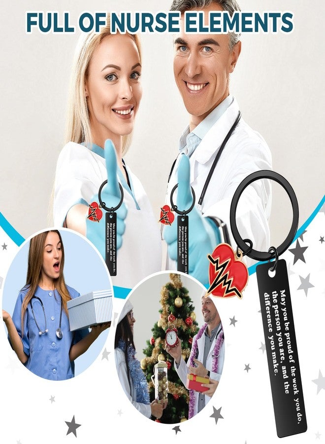 سوريو مجموعة هدايا تقدير الممرضات من Sureio، 72 قطعة، تتضمن 24 سلسلة مفاتيح للممرضات، و24 حقيبة من الأورجانزا، و24 بطاقة شكر، هدايا عيد الميلاد (تصميم لطيف، أسود). - Image 5