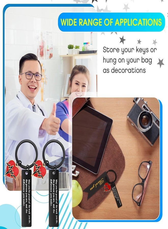 سوريو مجموعة هدايا تقدير الممرضات من Sureio، 72 قطعة، تتضمن 24 سلسلة مفاتيح للممرضات، و24 حقيبة من الأورجانزا، و24 بطاقة شكر، هدايا عيد الميلاد (تصميم لطيف، أسود). - Image 4