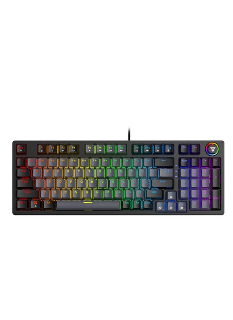ATOM96 MK890 Gaming Keyboard RGB Mechanical – Blue Switch  – Full Size Form Factor – Double Injection Keycaps – 10 Lighting Effects – Full Keys Anti-Ghosting – Volume Knob