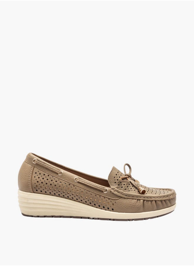 Le Confort Textured Slip-On Mocassins with Bow Detail  - Image 3