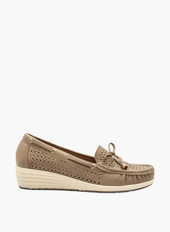 Le Confort Textured Slip-On Mocassins with Bow Detail