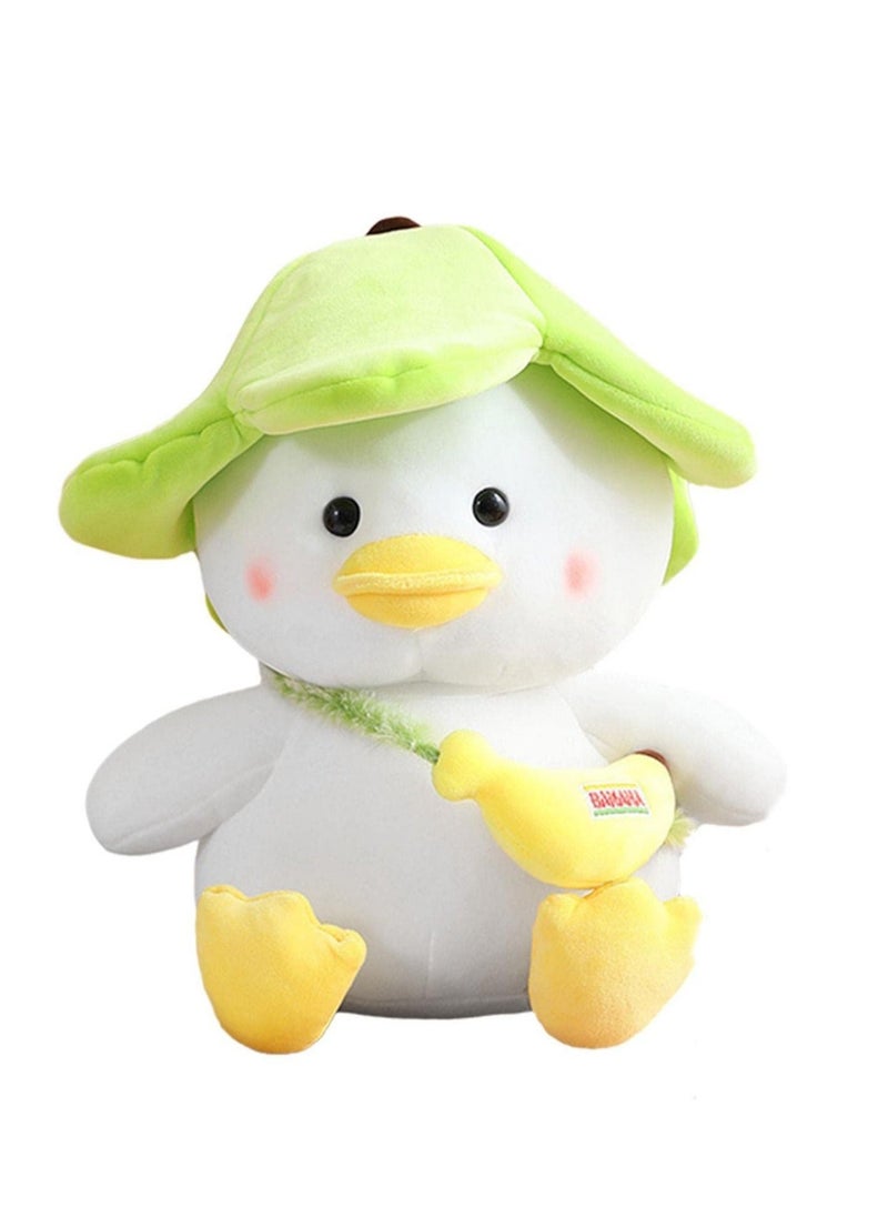 Excefore Green Banana Duck Hat Plush Toy, Banana Duck Stuffed Animal, Soft Fluffy Peel Banan Duckling Hugging Cushion Decor for Girls And Boys Hugging Pillow Gifts for Kids (25cm)  - Image 1
