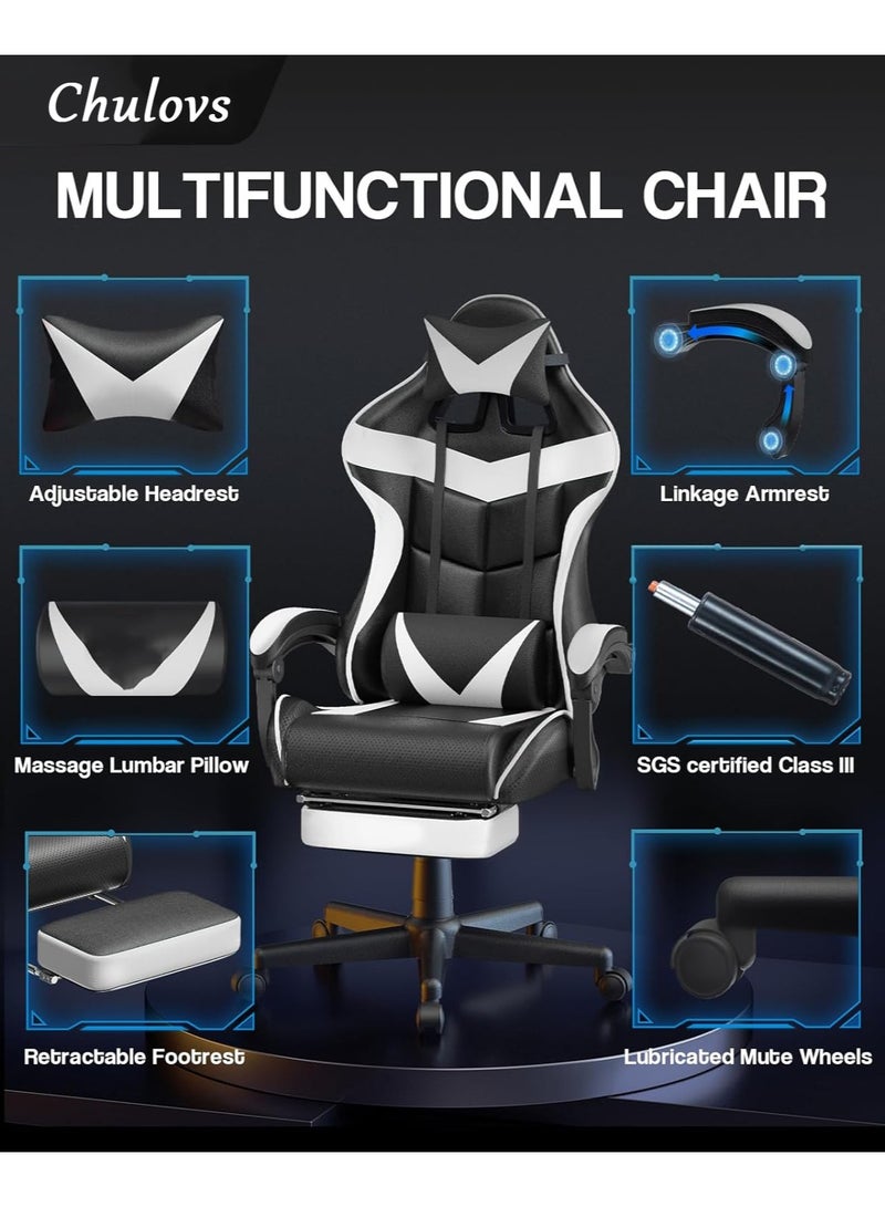 Chulovs Gaming Chair with Footrest Computer Chair Deak Chair High Back Racing Style Office Chair with Headrest Support Adjustable Office Chair  - Image 3