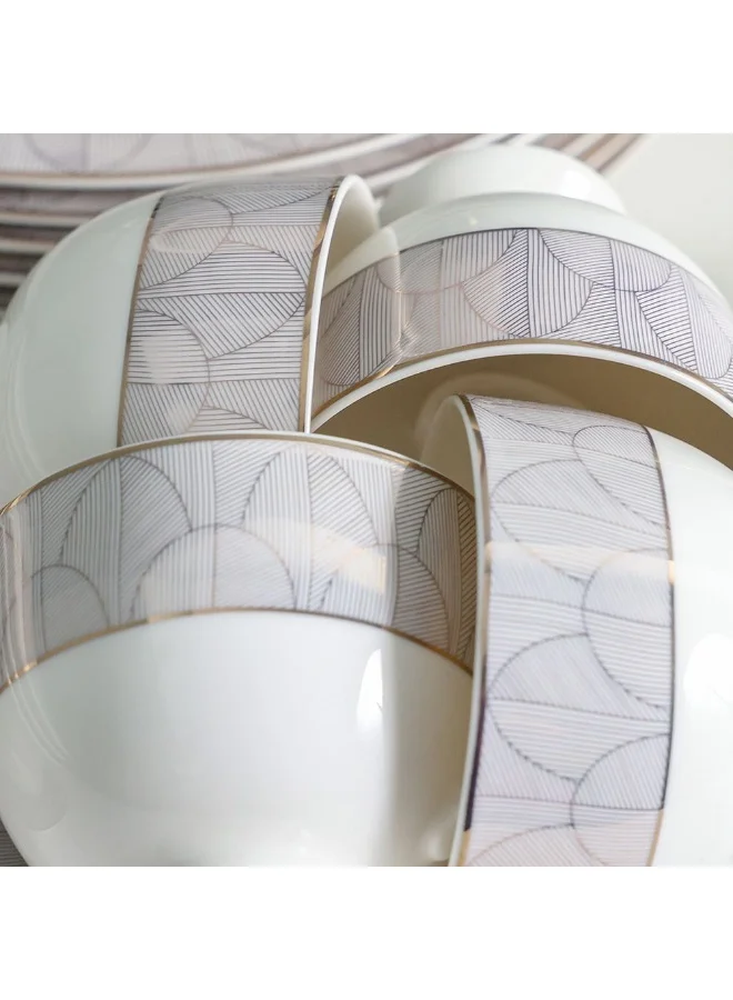 DANUBE HOME Eleganza 44-Piece New Bone China Dinner Set Serves 8 Elegant And Durable Perfect For Formal Dining Special Occasions Or Everyday Use Includes Plates Cups And Saucers