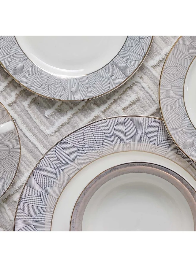 DANUBE HOME Eleganza 44-Piece New Bone China Dinner Set Serves 8 Elegant And Durable Perfect For Formal Dining Special Occasions Or Everyday Use Includes Plates Cups And Saucers