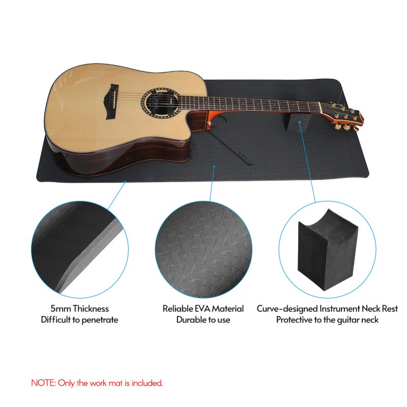 Flatsons Guitar Mat 105x44x0.5cm Durable EVA Material - Protective Neck Rest Instrument Repair Mat for String Instruments - Image 3