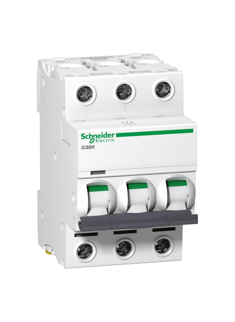 Schneider Electric - A9F54363 Acti9 iC60H 3P 63A C Miniature Circuit breaker - Image 1