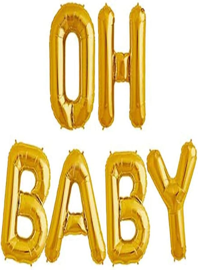 Secret OH BABY Letter Balloons, Baby Shower Party Decorations Decor Supplies, Gold, 16 Inch