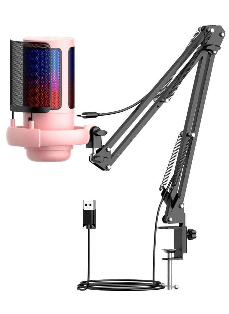 Furtey - Gaming Microphone USB Condenser Podcast Microphone with RGB Lighting Tap-to-Mute Sensor Cardioid Polar Pattern for Gaming Streaming - Image 1