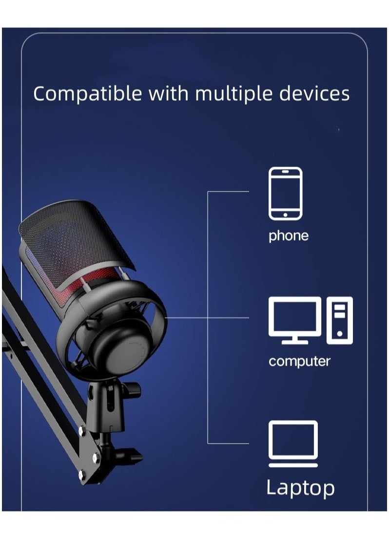 Furtey - Gaming Microphone USB Condenser Podcast Microphone with RGB Lighting Tap-to-Mute Sensor Cardioid Polar Pattern for Gaming Streaming - Image 1