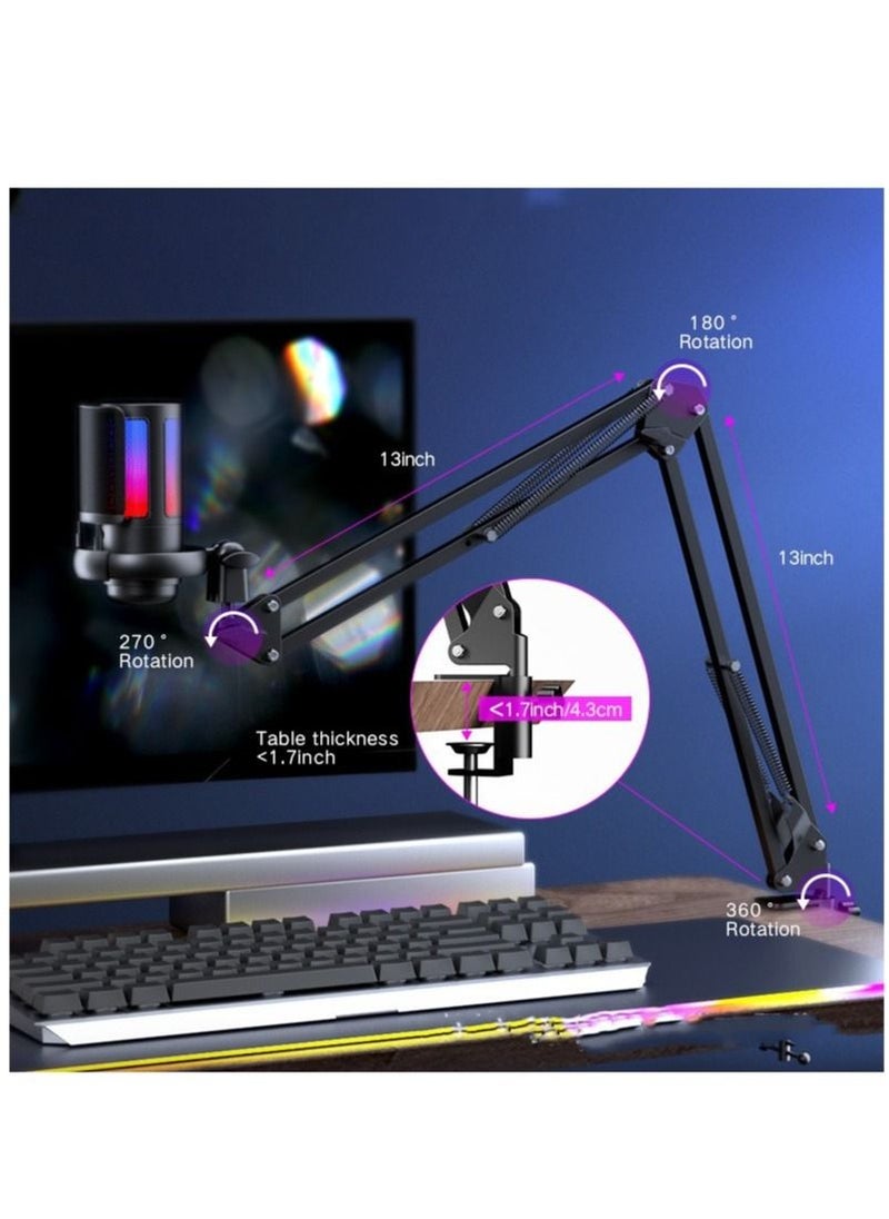 Furtey - Gaming Microphone USB Condenser Podcast Microphone with RGB Lighting Tap-to-Mute Sensor Cardioid Polar Pattern for Gaming Streaming - Image 1