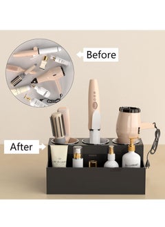 Peachjoy Hair Tool Organizer, Acrylic Hair Dryer and Hair Styling Tools Organizer with 3 Circular Holes and 1 Compartment, Bathroom Countertop Organizer Storage for Accessories, Makeup, Toiletries  - Image 4