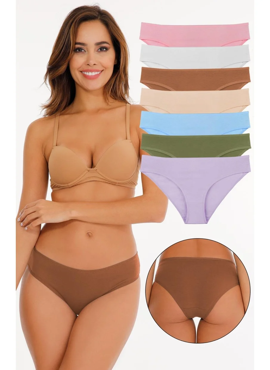 Sensu Women's Basic Mixed Colors Cotton Briefs 7 Pack Set - KTS3048