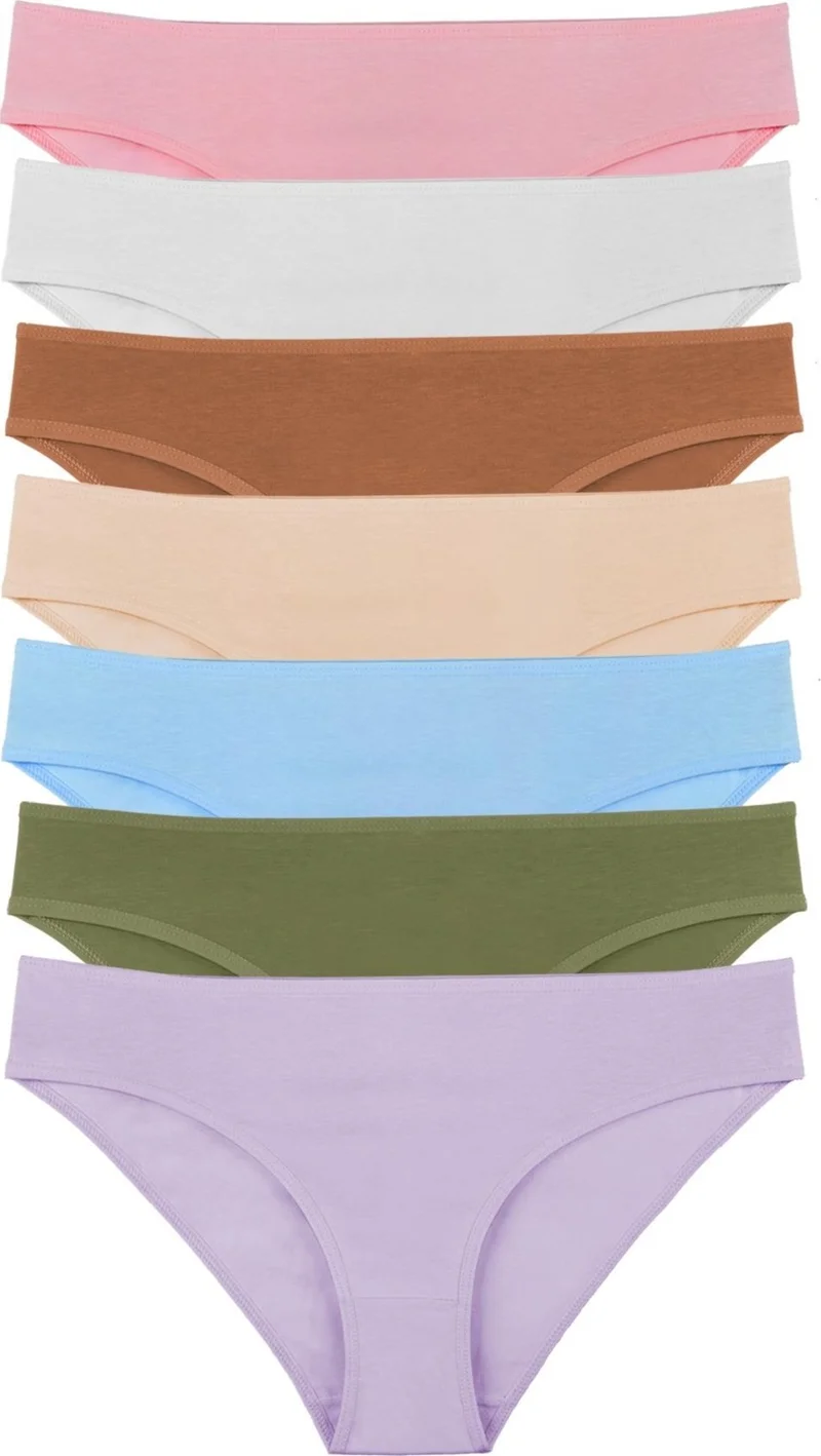 سينسو Women's Basic Mixed Colors Cotton Briefs 7 Pack Set - KTS3048