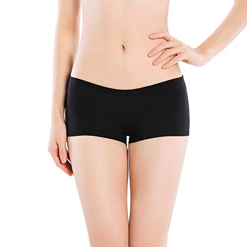 Closecret Lingerie Women's Comfort Soft Low Rise Cotton Boyshorts Panties(4 Black, Small) - Image 2