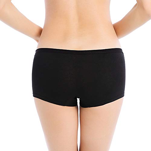 Closecret Lingerie Women's Comfort Soft Low Rise Cotton Boyshorts Panties(4 Black, Small) - Image 5