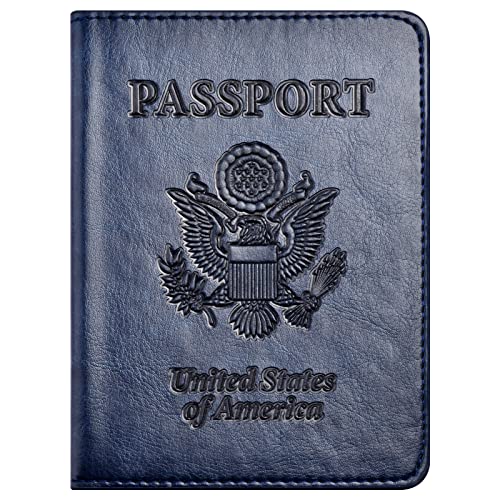 Eoehro Passport and Vaccine Card Holder Combo, Passport Holder with Vaccine Card Slot, Passport Wallet, Passport Cover, Passport Case, Passport Holder for Women and Men(AB-Dark blue) - Image 1