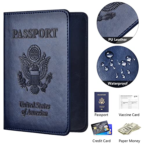 Eoehro Passport and Vaccine Card Holder Combo, Passport Holder with Vaccine Card Slot, Passport Wallet, Passport Cover, Passport Case, Passport Holder for Women and Men(AB-Dark blue) - Image 4