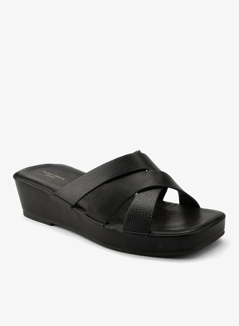 Flora Bella By Shoexpress Textured Criss-Cross Wedge Sandals