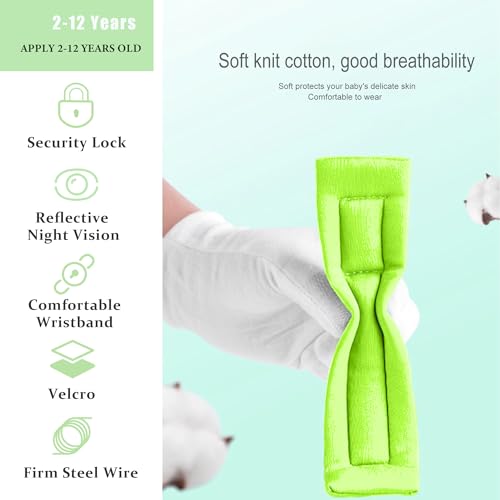 WSZCML Anti Lost Wrist Link,Toddler Harness Walking Leash with Induction Lock,Reflective Child Wrist Leashes for Baby,6.56ft Kids Leash for Supermarket Mall Airport Amusement Park Zoo Travel（Green） - Image 3