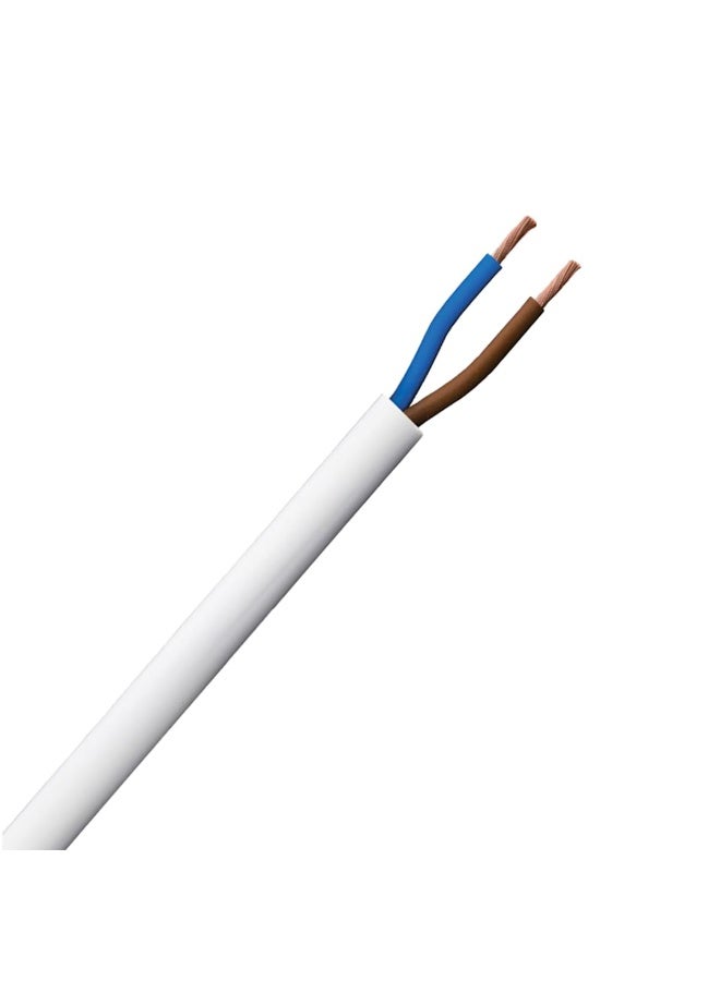 Hitex Round Flexible 2 Core Cable - 0.75 mm to 2.5 mm, White, 2m to 20m Lengths, Ideal for Household, Industrial, and Electrical Wiring Needs - Image 1