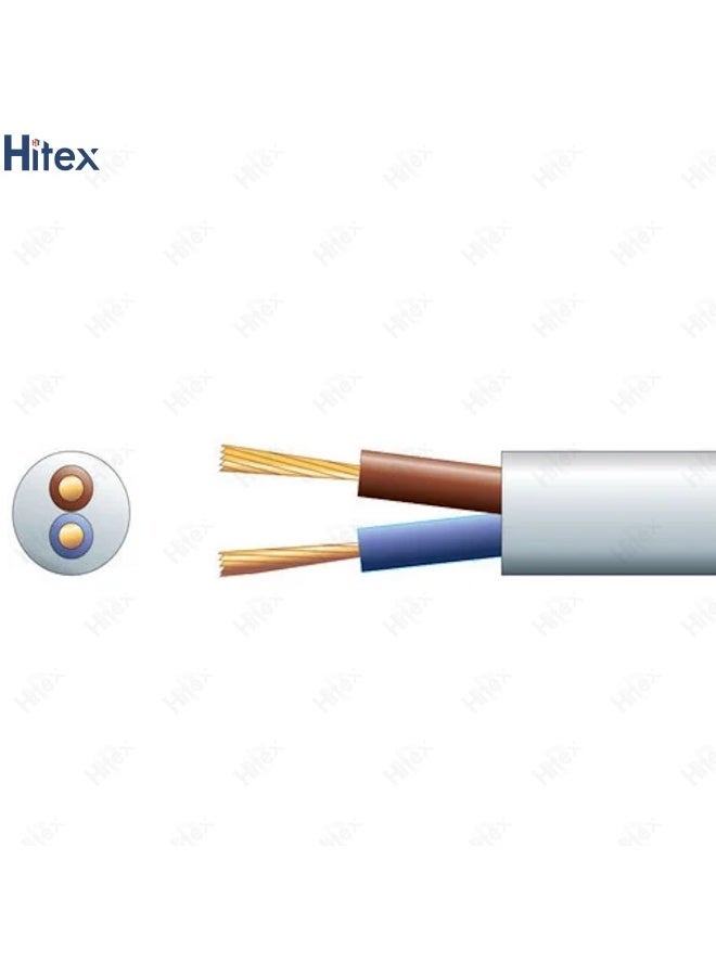 Hitex Round Flexible 2 Core Cable - 0.75 mm to 2.5 mm, White, 2m to 20m Lengths, Ideal for Household, Industrial, and Electrical Wiring Needs - Image 2