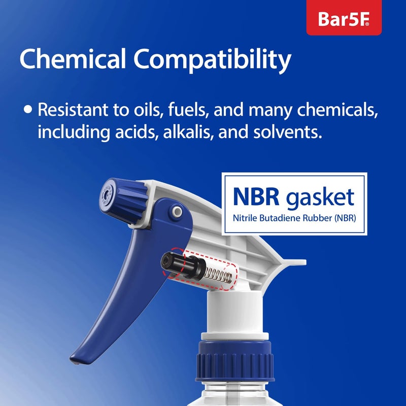 Bar5F Set of 2 Premium 16 oz Empty Spray Bottles, NBR Gasket - Superior Hydrocarbon Resistance - Ideal for Auto Detailing & Industrial Cleaning - Image 2