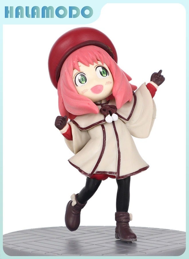 هالامودو جاسوس x عائلة Anya مزورة في ملابس الشتاء حمراء قبعة شخصية أنيمي رائعة، ديكور سطح المكتب وهدية عيد ميلاد ممتعة، 12 سم - Image 1