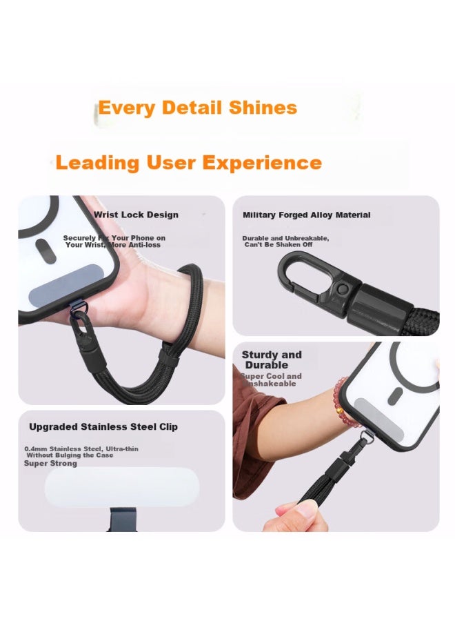 Bzbc Phone Lanyard Wrist Strap Anti-theft Anti-loss Anti-fall With Pad Connector Back Patch Usb Drive Key Strap Short Version Suitable For Apple Huawei Cases Black - Image 2