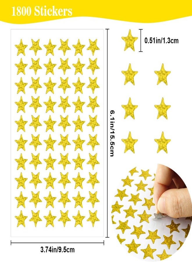 BOEIAC 1800 PCS Gold Star Stickers, 30 Sheets Holographic Gold Star Sticker for Kids Reward, Foil Stars Stickers, Small Mini Stars Sticker for School Planner, Behavior Chart, Classroom Teacher Supplies - Image 2