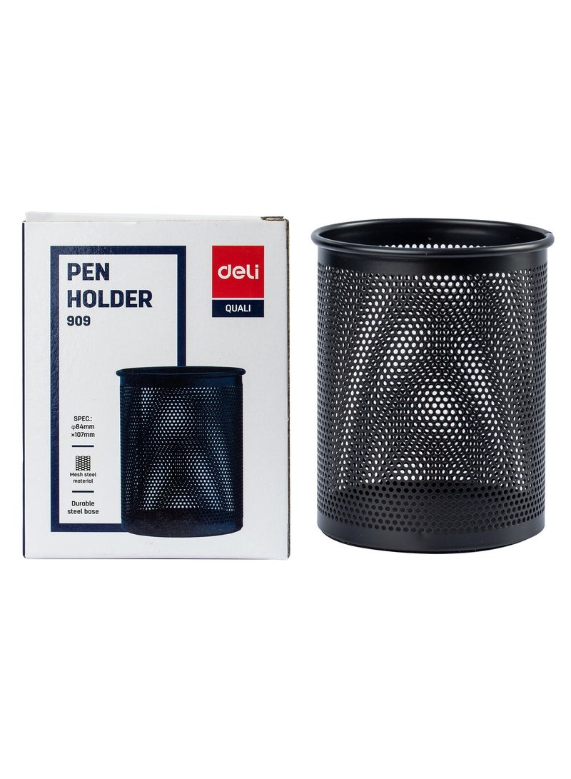 Deli Metal Mesh Round Pen Holder Black - Image 1