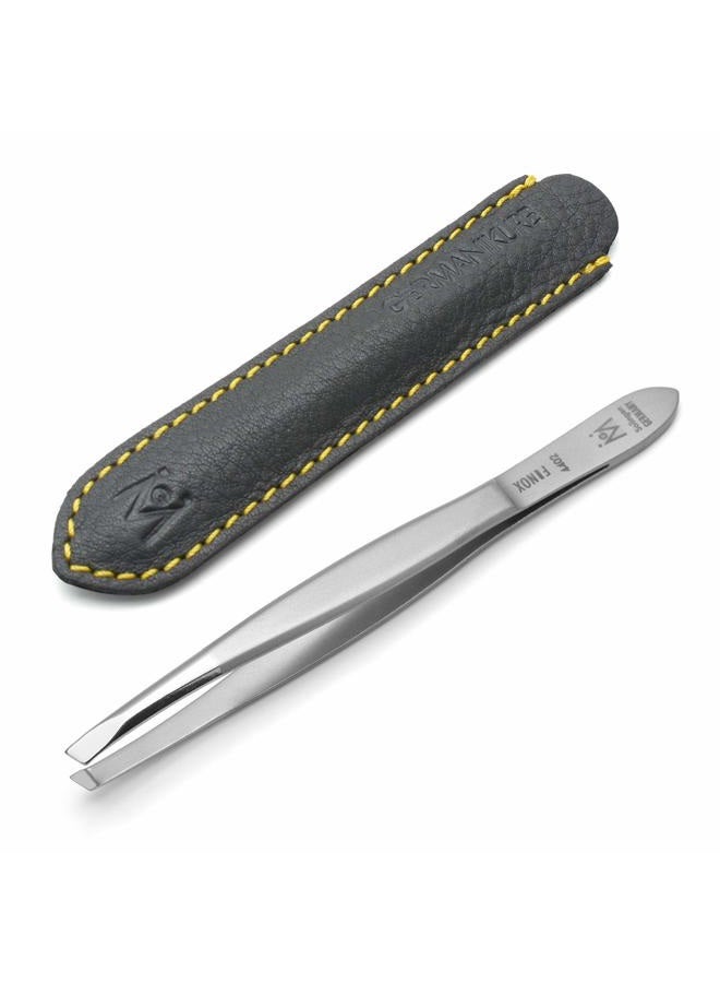 GERmanikure GERMANIKURE Slanted Tweezers in Leather Case - Made in Solingen Germany - Image 1