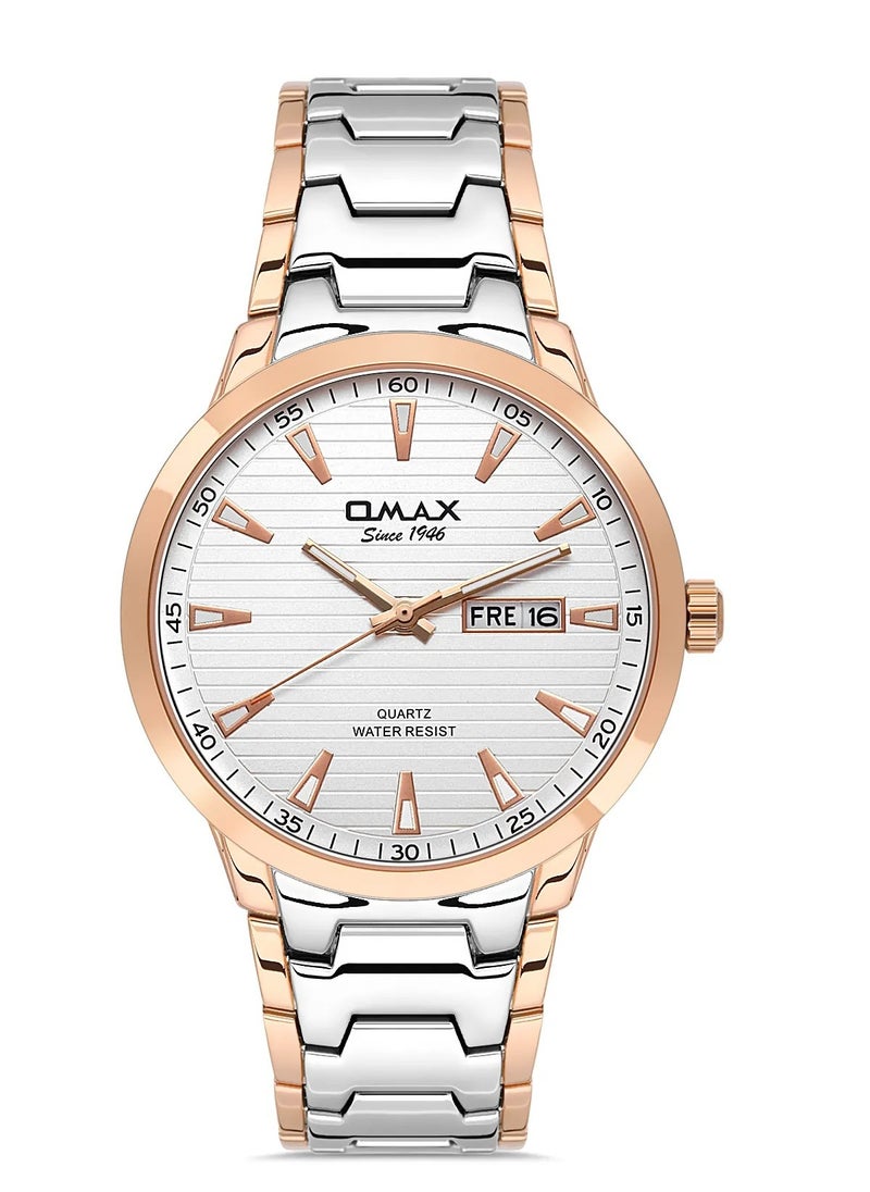 OMAX - Omax Men's White Luxury Wrist Watch, Watches for Men, Stainless Watches, Silver Steel Band, Analog Dial, Waterproof Watch, 1 Year Warranty - Image 1