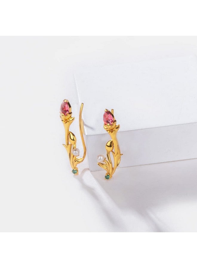 Shaya By Caratlane Matchmaking Maasi Climber Earrings In Gold Plated 925 Silver For Women - Image 3