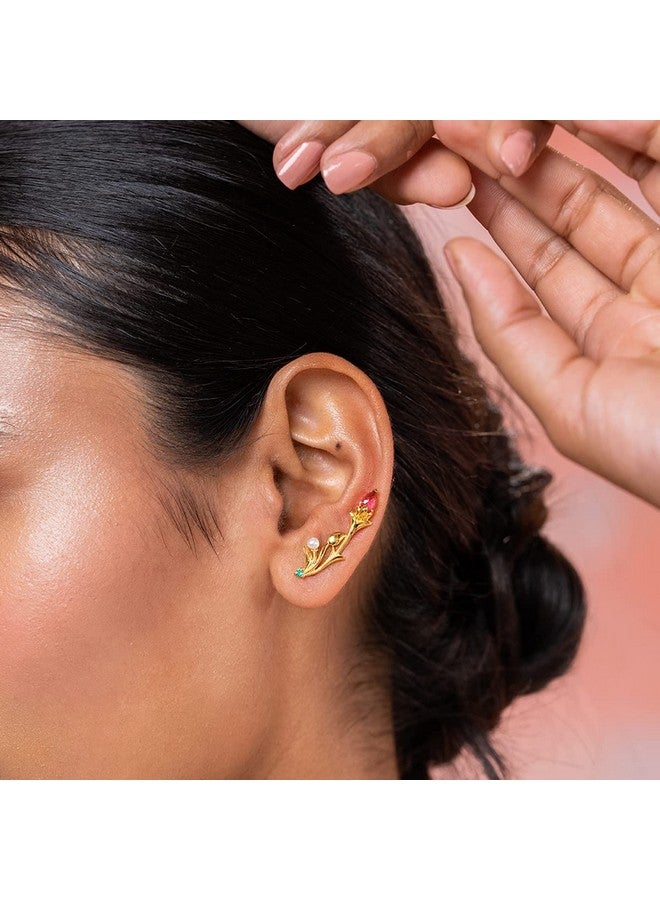 Shaya By Caratlane Matchmaking Maasi Climber Earrings In Gold Plated 925 Silver For Women - Image 2