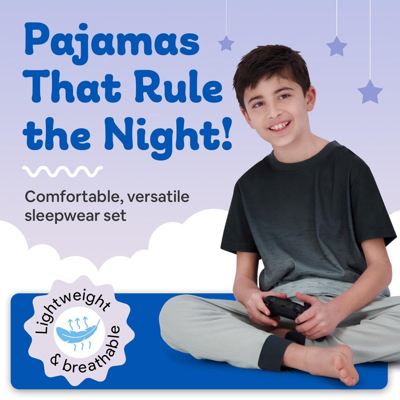 US Angels Boys Pajamas Set | 3-Piece Pant, Shirt, Shorts Sleepwear Pjs for Kids | Loose Fit, Soft, Breathable - Image 2