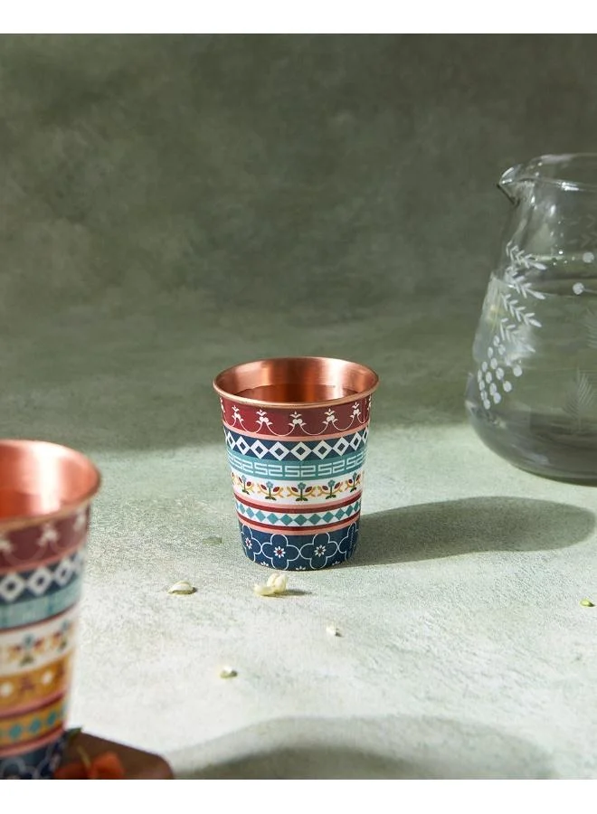 Chumbak Karaikudi Tiles Copper Tumbler, Small, 250ml