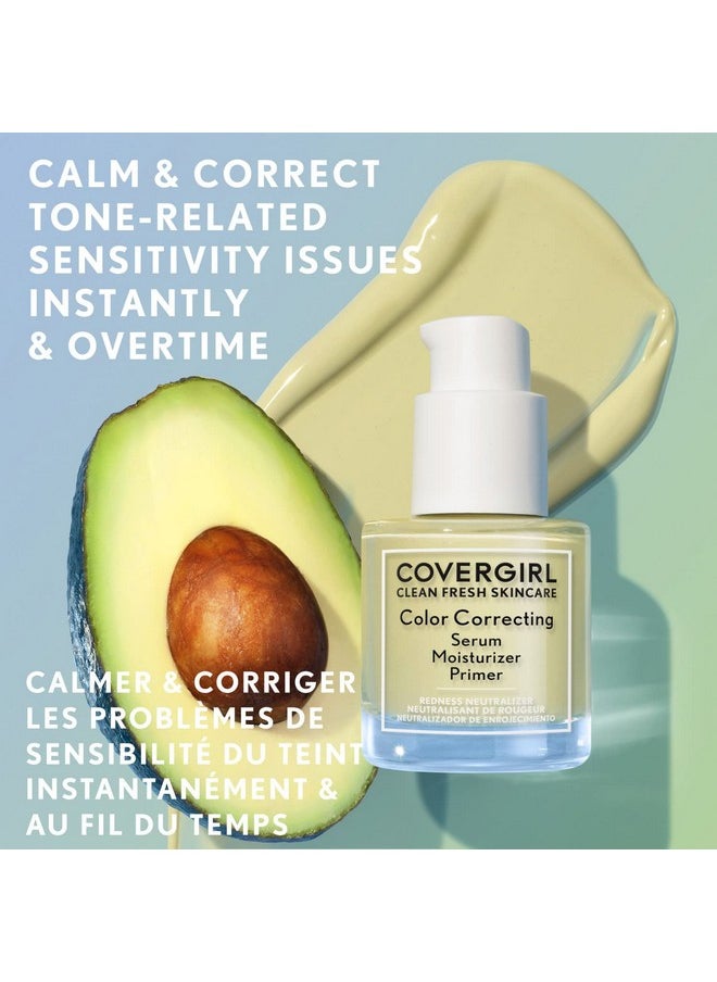 CoverGirl COVERGIRL Clean Fresh Color Correcting Serum + Moisturizer + Primer - Moisturizer, Face Primer, Covergirl Skincare, Vegan Formula - 100 - Fair, 30ml (1.0 fl oz)  - Image 4