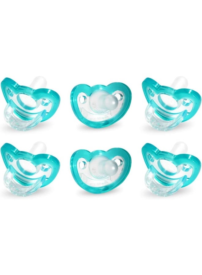 RaZbaby Jollypop Pacifier for Babies 3 Months and Up, USA Made, Natural Shaped Orthodontic Binky, Lovingly Shared in NICUs & Hospitals Worldwide, Medical-Grade 100% BPA-Free - 6 Pack - Teal - Image 1