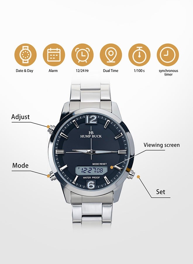 HUMPBUCK Minimalist Watch for Men Waterproof Dual Display Watch with 1/100 Second Precision Casual Sports Wristwat Wristwatch - Image 5