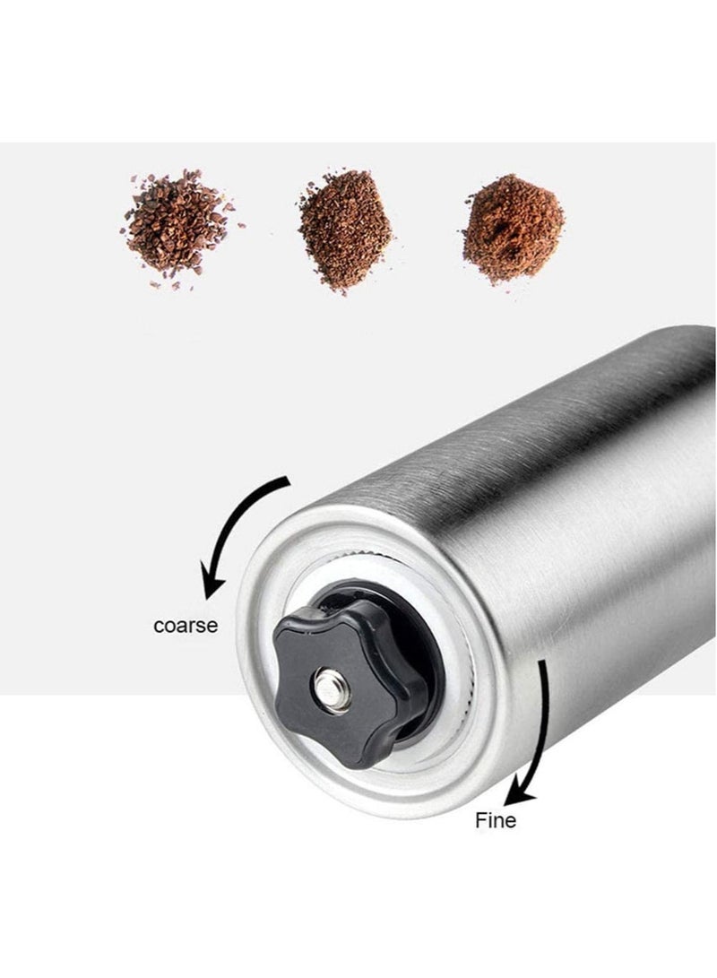 Manual Coffee Grinder Conical Burr Mill Brushed Stainless Steel Silver - Image 3